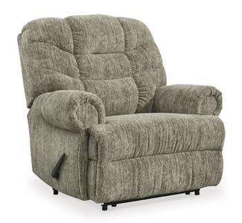 Ashley Furniture Movie Man recliner showing plush upholstery and adjustable reclining mechanism in a modern living room setting.