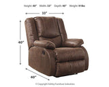 Bladewood recliner by Ashley Furniture showing a plush, cushioned recliner chair with wooden arm accents in a cozy living room setting.