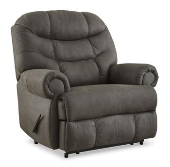 Ashley Furniture Camera Time Recliner in plush fabric, featuring padded armrests and a comfortable reclining mechanism.