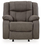 Comfortable Ashley Furniture First Base recliner with plush cushioning and a classic design, perfect for living room relaxation.