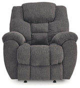 Ashley Furniture Foreside Recliner in neutral fabric, featuring plush cushioning and a classic design for comfortable seating.