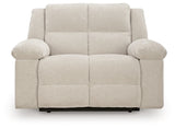 Ashley Furniture Orlen oversized recliner with plush fabric and wide armrests, shown from a head-on view.