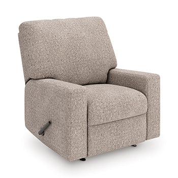 Ashley Furniture Seyler Lane recliner shown from an angled view, upholstered in soft fabric with plush cushioning.