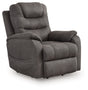 Ashley Furniture Snowfield Power Lift Recliner, closed view showing plush upholstery and sturdy frame from an angled perspective.