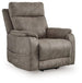 Ashley Furniture Crestmeade power lift recliner in brown fabric, showing plush cushioning and adjustable reclining features.