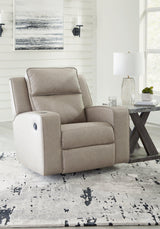 Lavenhorne recliner by Ashley Furniture featuring plush fabric, padded armrests, and a comfortable reclining position.