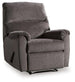 Ashley Furniture Nerviano recliner showing plush upholstery, padded armrests, and a comfortable reclining mechanism.