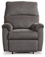 Ashley Furniture Nerviano recliner with plush cushioning and dark brown upholstery, featuring a comfortable, modern design.