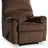 Nerviano recliner by Ashley Furniture with plush fabric upholstery and padded armrests, shown in a modern living room setting.