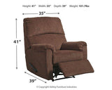 Ashley Furniture Nerviano recliner with plush upholstery and wood accents, shown in a modern living room setting.