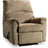 Ashley Furniture Nerviano recliner with plush fabric and padded armrests, shown in a modern living room setting.
