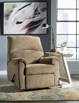 Ashley Furniture Nerviano recliner with padded armrests and plush fabric, showcasing a comfortable, stylish recliner design.