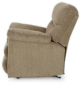 Comfortable Alphons recliner by Ashley Furniture with plush upholstery and padded armrests, ideal for relaxing in living rooms.