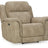 Next-Gen DuraPella Power Recliner by Ashley Furniture showing plush gray upholstery and adjustable reclining mechanism.