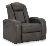 Comfortable Fyne-Dyme Power Recliner by Ashley Furniture, showing plush fabric upholstery and reclining mechanism in a modern living room setting.
