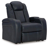 Comfortable Fyne-Dyme Power Recliner by Ashley Furniture, showing plush upholstery and reclining mechanism.