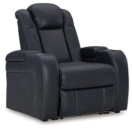 Comfortable Fyne-Dyme Power Recliner by Ashley Furniture, showing plush upholstery and reclining mechanism.