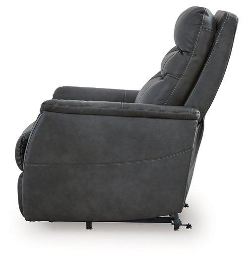 Ashley Furniture Strawbill Power Lift Recliner showing plush fabric upholstery and adjustable reclining and lifting features