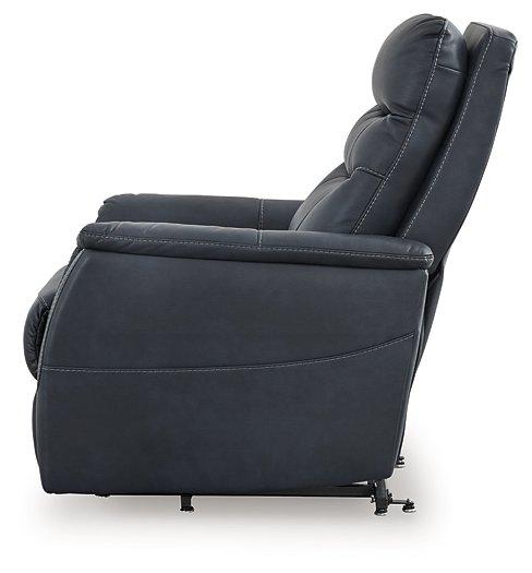 Ashley Furniture Strawbill Power Lift Recliner, brown fabric with padded armrests and plush cushioning, designed for comfort and support.