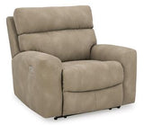 Ashley Furniture Next-Gen DuraPella Power Recliner in dark brown leather with plush cushioning and built-in recline controls.