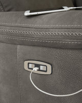 Ashley Furniture Next-Gen DuraPella Power Recliner with USB port, featuring plush cushioning and a dark brown leather finish.
