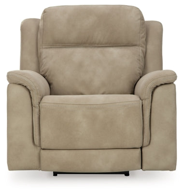 Ashley Furniture Next-Gen DuraPella power recliner with plush upholstery and padded armrests, viewed from the front.