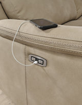 Next-Gen DuraPella Power Recliner by Ashley Furniture, showing plush upholstery and built-in USB charging port.