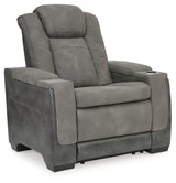 Ashley Furniture Next-Gen DuraPella Power Recliner, angled view showing plush cushioning and sleek design.