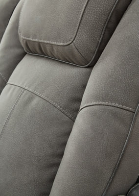 Close-up of the stitching detail on the Next-Gen DuraPella Power Recliner by Ashley Furniture, showcasing its premium upholstery and craftsmanship.