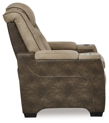 Ashley Furniture Next-Gen DuraPella Power Recliner with plush cushion and armrests, shown from the side view.