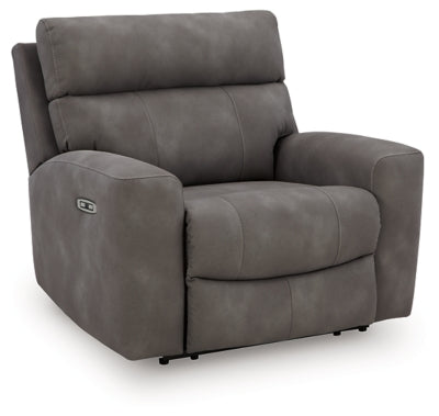Ashley Furniture Next-Gen DuraPella Power Recliner, closed view showing plush upholstery and sleek design from an angled perspective.