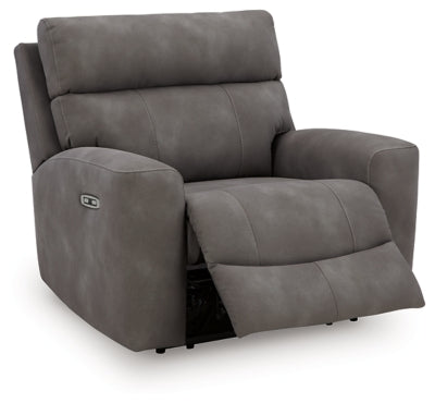 Ashley Furniture Next-Gen DuraPella Power Recliner, open angle view showing plush upholstery and reclining mechanism.