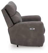 Ashley Furniture Next-Gen DuraPella Power Recliner showing plush fabric upholstery and adjustable reclining mechanism.