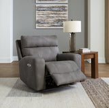 Open Next-Gen DuraPella power recliner by Ashley Furniture showing plush cushioning and modern design.