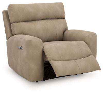Ashley Furniture Next-Gen DuraPella power recliner in open position, showcasing plush fabric and ergonomic design.