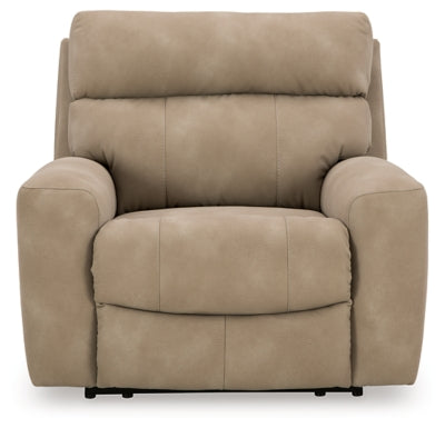 Ashley Furniture Next-Gen DuraPella Power Recliner with padded headrest and plush upholstery, shown from a head-on angle.
