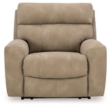 Ashley Furniture Next-Gen DuraPella Power Recliner with padded headrest and plush upholstery, shown from a head-on angle.