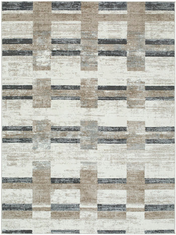 Ashley Furniture Alstone area rug featuring a stylish, textured design in neutral tones for living room or bedroom decor.