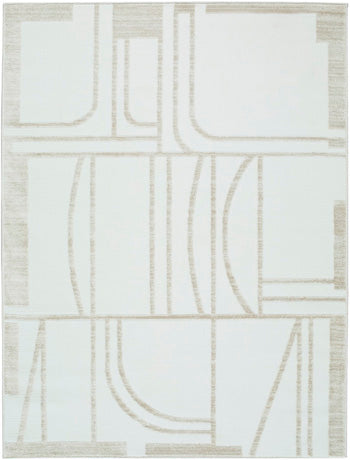 Ashley Furniture Farongrove Area Rug showing intricate patterns and neutral tones, perfect for adding style to any living space.