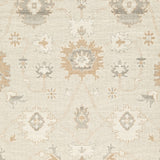 Ashley Furniture Calkin Rug sample showing a textured, neutral-toned fabric swatch with intricate woven pattern.