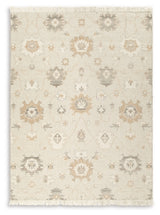 Ashley Furniture Calkin Rug with intricate woven design in neutral tones, perfect for adding texture to living spaces.