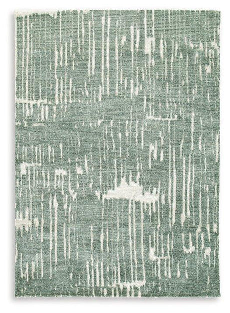 Ashley Furniture Cayworth Rug showcasing a plush, patterned design in neutral tones for a cozy, stylish living room ambiance.