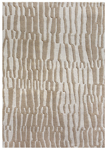Ashley Furniture Corrbell Area Rug featuring a stylish, textured design in neutral tones, perfect for modern living rooms.