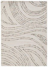 Ashley Furniture Deenbury area rug with a geometric pattern in neutral tones, showcasing a soft, plush textile design.