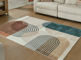 Ashley Furniture Farrendale washable area rug, 4x3 feet, featuring a patterned design suitable for living room or bedroom decor.