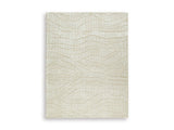 Ashley Furniture Jaseena area rug featuring a stylish woven pattern in neutral tones, suitable for living room or bedroom decor.