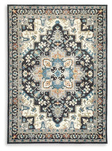 Ashley Furniture Leningston washable rug with a modern pattern, durable fabric, and soft texture suitable for living room or bedroom.