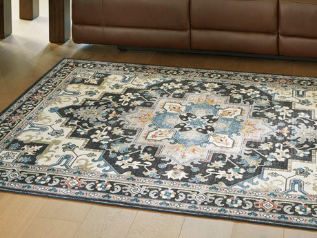 Ashley Furniture Leningston washable rug featuring a modern design with soft, durable fabric in neutral tones.