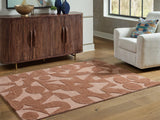 Ashley Furniture Perrenton Rug with intricate pattern, soft texture, and warm beige tones suitable for living room or bedroom decor.