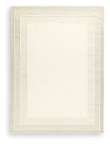 Ashley Furniture Teelgan Rug with intricate patterns in neutral tones, showcasing a plush, woven design for living room decor.